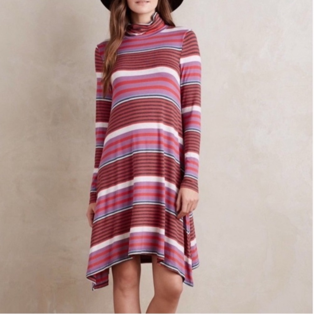 ANTHRO Maeve striped turtleneck dress